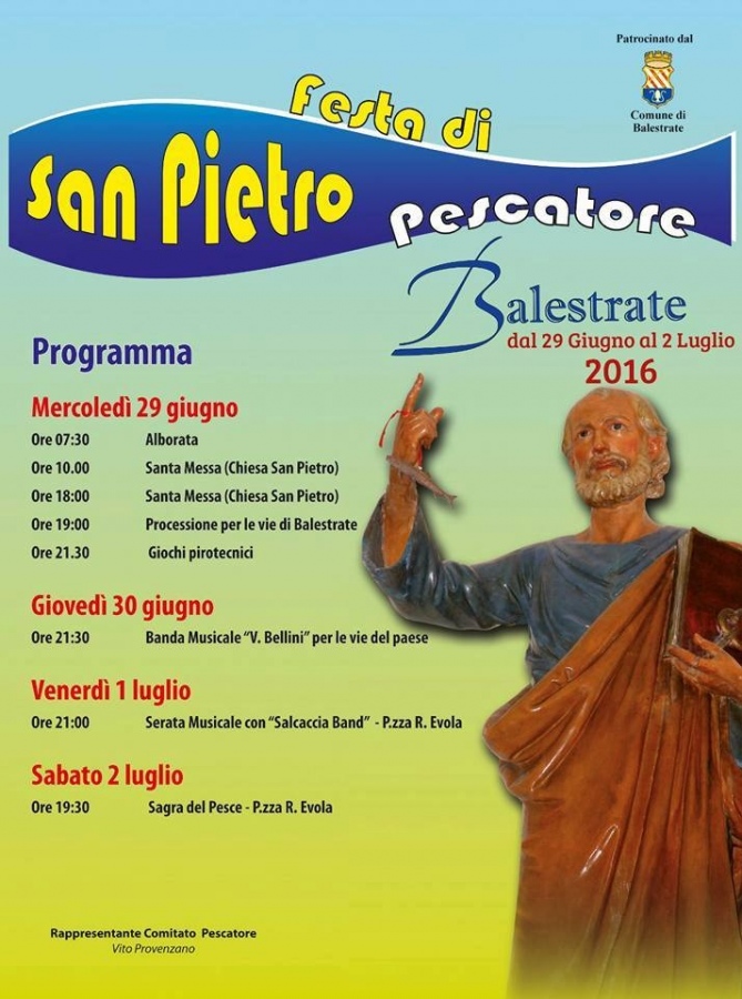 La festa di San Pietro a Balestrate. Al via il ventinove giugno la festa